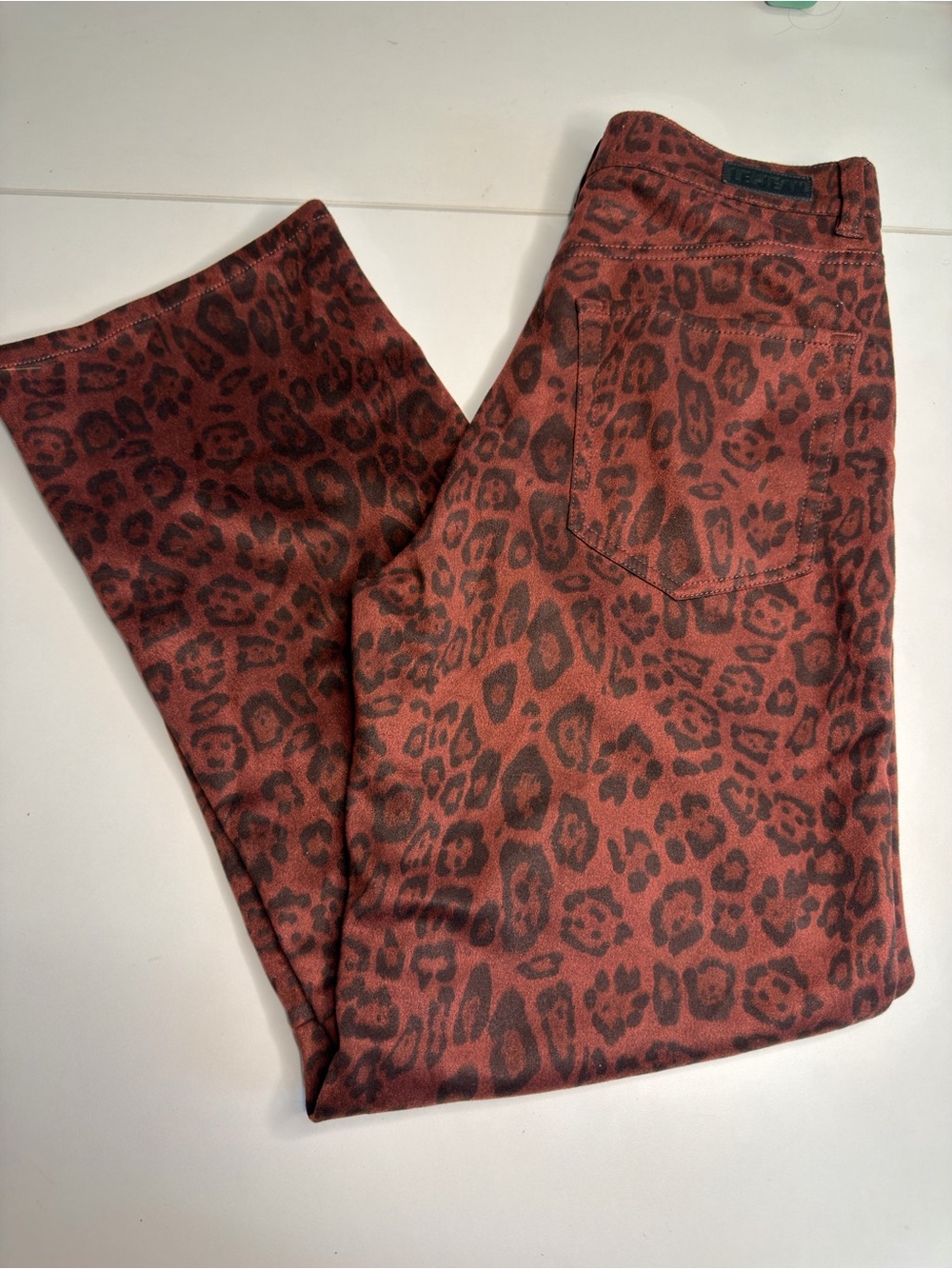 Wide Leg Leopard Print Pants - Rust